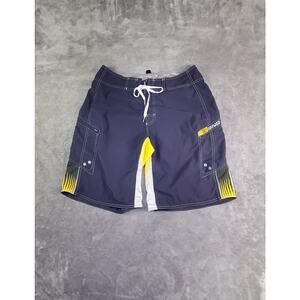 Billabong Shorts Mens Sz 33 Blue Yellow Board Unlined Cargo Pocket C26-16